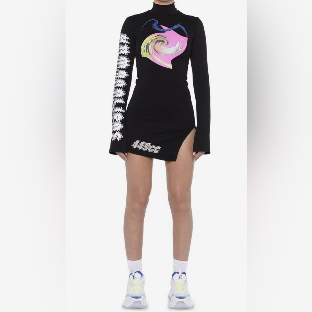 HMN ALNS Long Sleeve Graphic Mini Dress – Size XS, Authentic, New With Tags